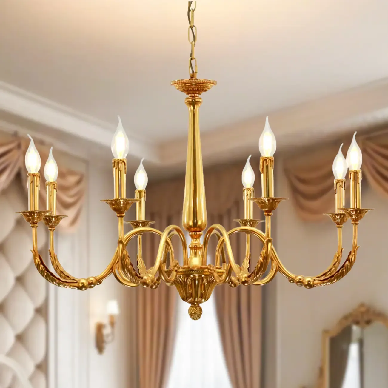 Vintage Brass Candelabra Chandelier for Living Room Image - 10