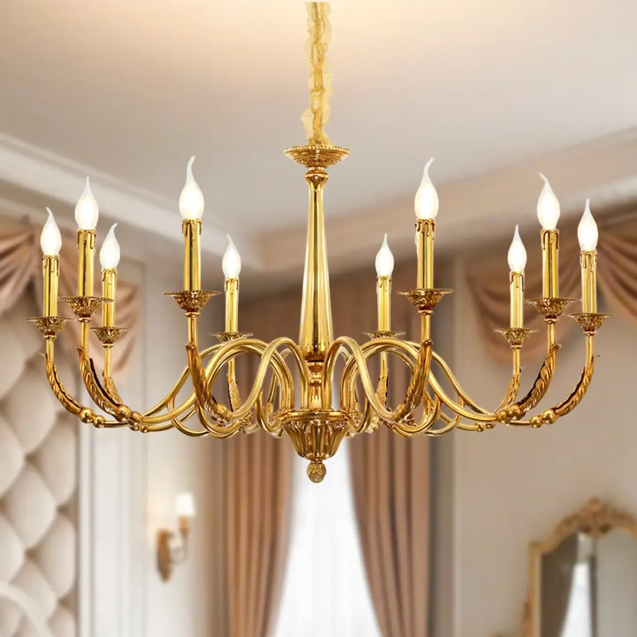Vintage Brass Candelabra Chandelier for Living Room Image - 11