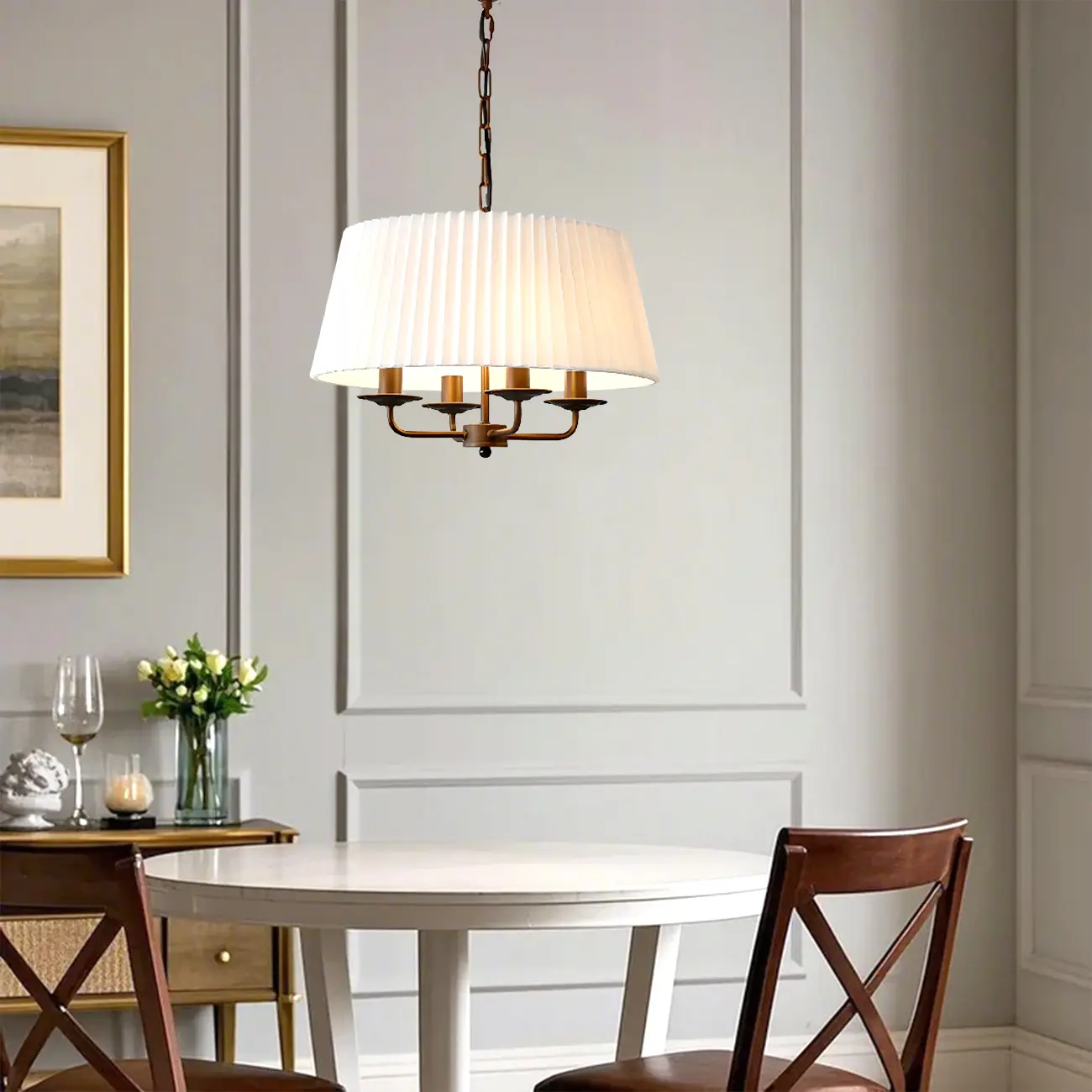 Modern Fabric Drum Chandelier with Adjustable Hanging Length Image - 2 | homeyfad