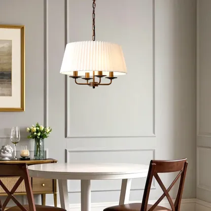 Modern Fabric Drum Chandelier with Adjustable Hanging Length Image - 2