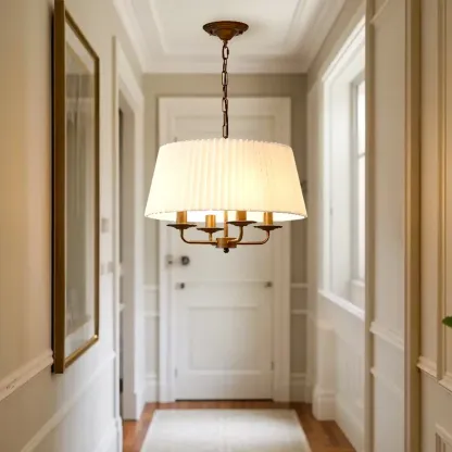 Modern Fabric Drum Chandelier with Adjustable Hanging Length Image - 3