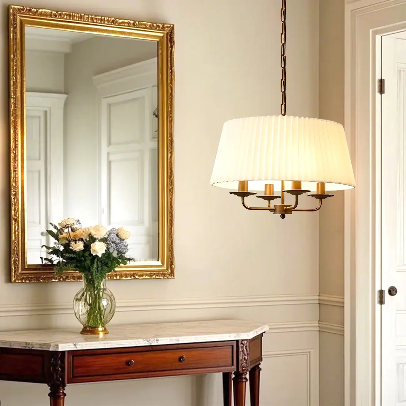 Modern Fabric Drum Chandelier with Adjustable Hanging Length Image - 4 | homeyfad