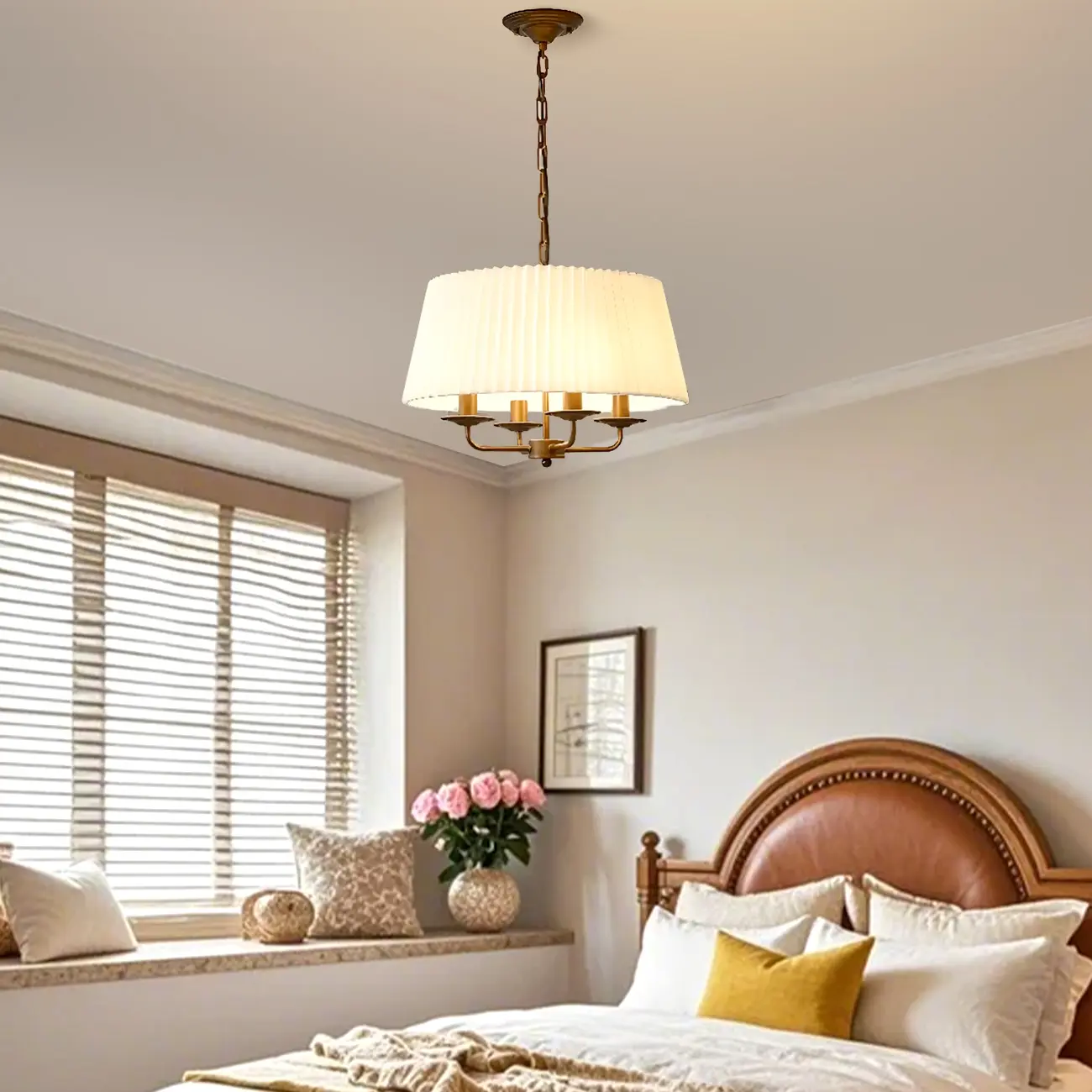 Modern Fabric Drum Chandelier with Adjustable Hanging Length Image - 5 | homeyfad