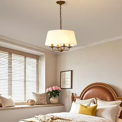 Modern Fabric Drum Chandelier with Adjustable Hanging Length Image - 5