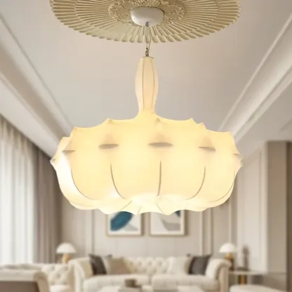 Modern White Fabric Chandelier for Living Room Decor Image - 1