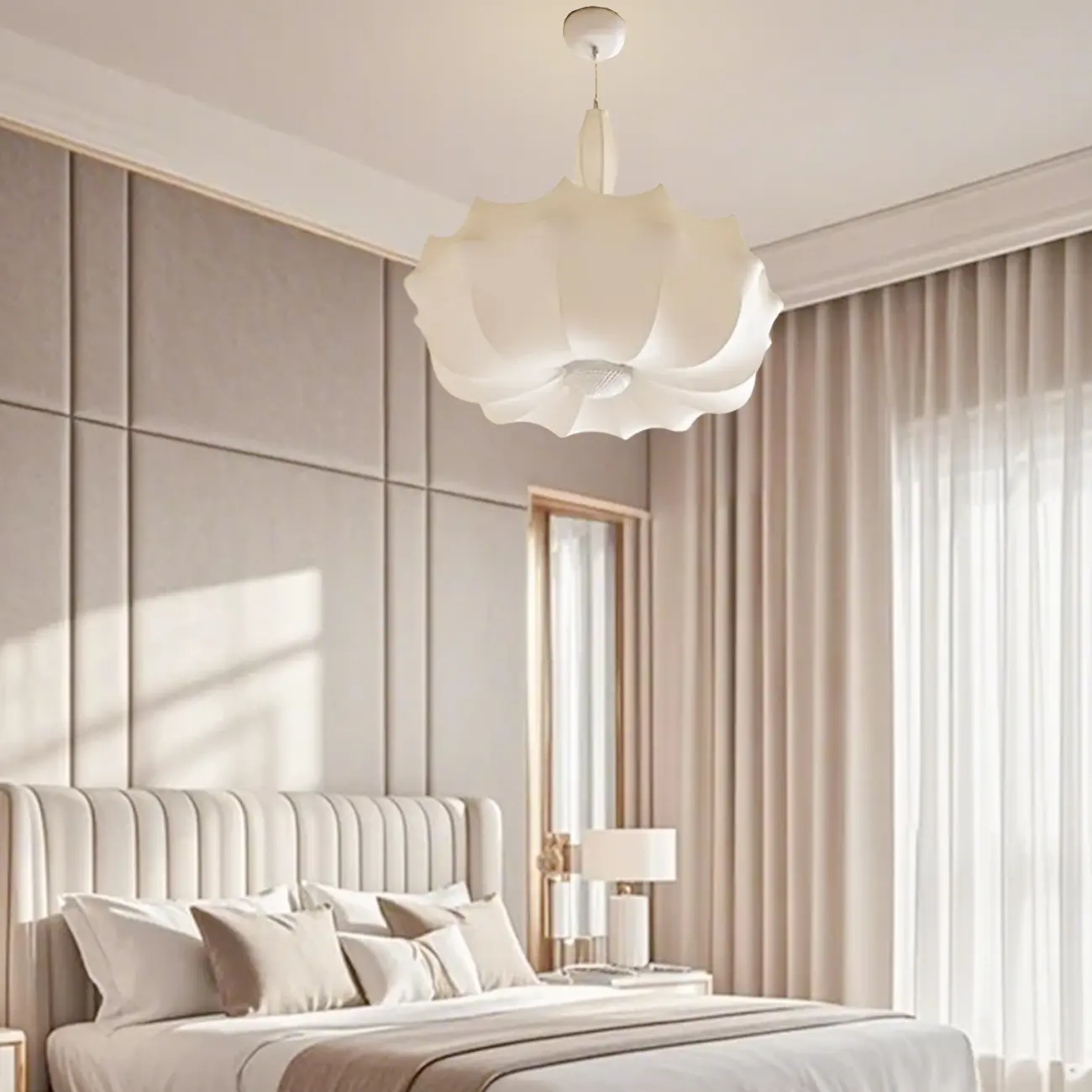 Modern White Fabric Chandelier for Living Room Decor Image - 6 | homeyfad