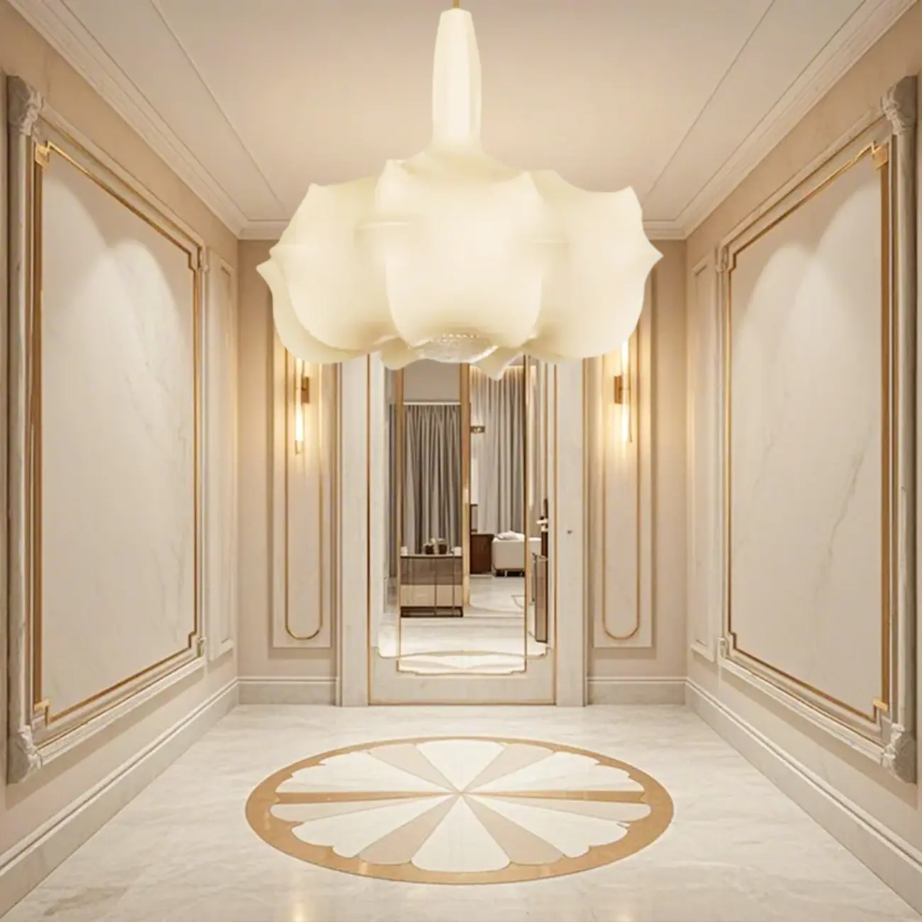 Modern White Fabric Chandelier for Living Room Decor Image - 7 | homeyfad