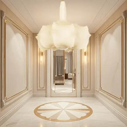Modern White Fabric Chandelier for Living Room Decor Image - 7