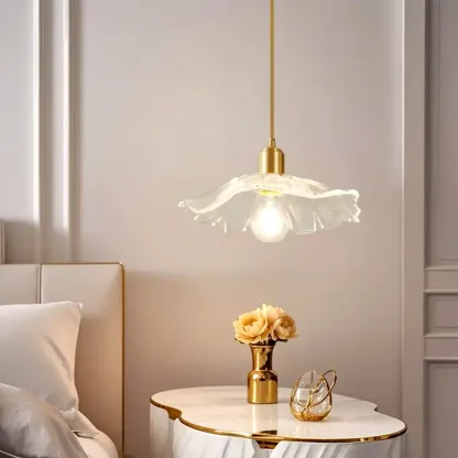 Modern Clear Glass Daisy Pendant Light with Golden Hardware Image - 4