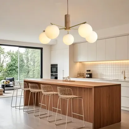 Minimalist Adjustable Globe Pendant Light with White Shade Image - 2