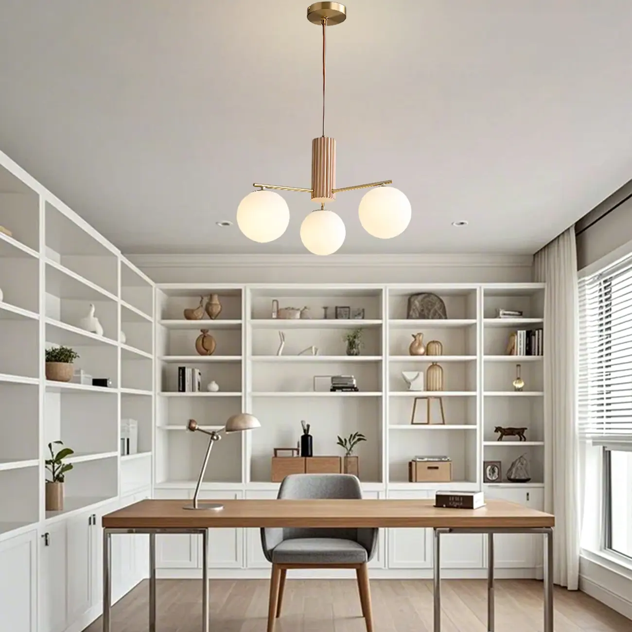 Minimalist Adjustable Globe Pendant Light with White Shade Image - 3 | homeyfad