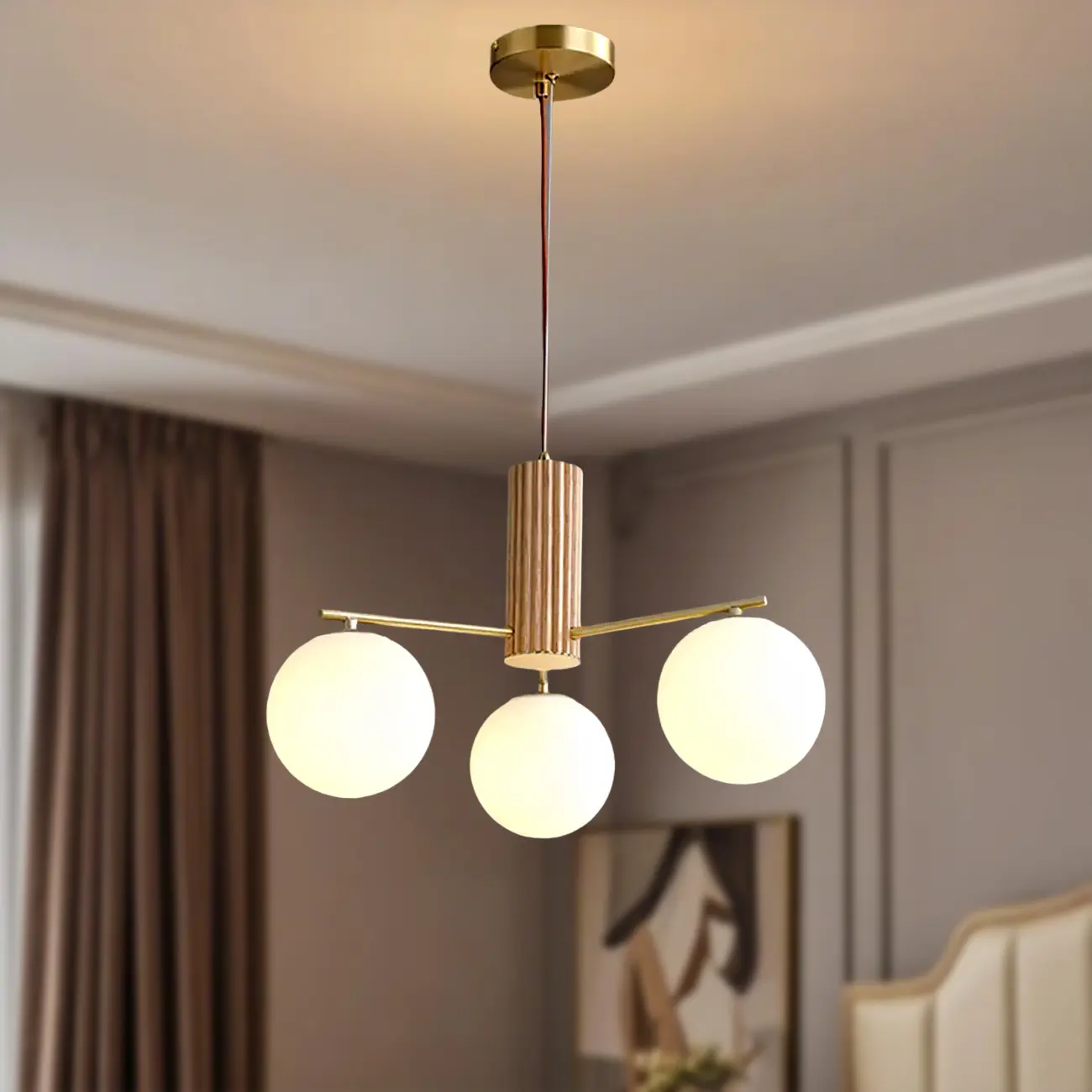 Minimalist Adjustable Globe Pendant Light with White Shade Image - 6 | homeyfad