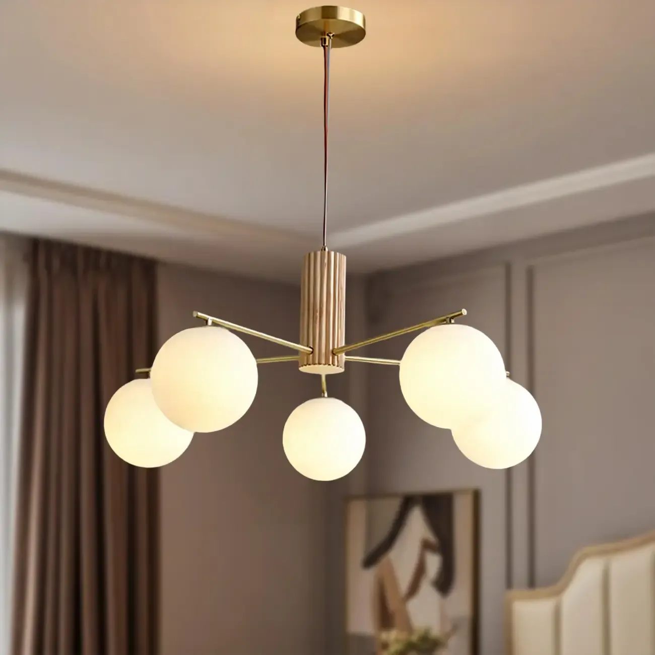 Minimalist Adjustable Globe Pendant Light with White Shade Image - 7