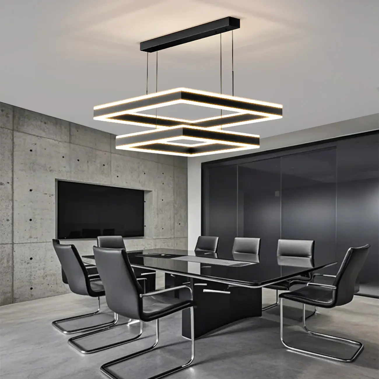 Modern 3-Tier Linear Square Dimmable LED Chandelier Image - 2 | homeyfad