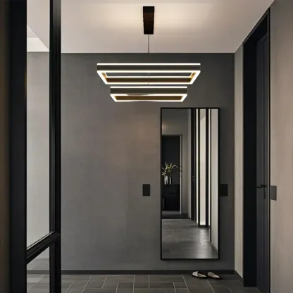 Modern 3-Tier Linear Square Dimmable LED Chandelier Image - 3