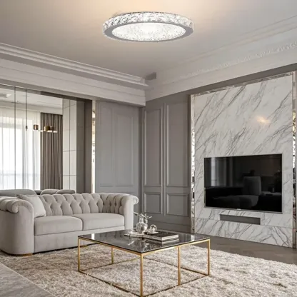 Small LED Flush Mount Ceiling Light with Crystal Shade  Image - 1