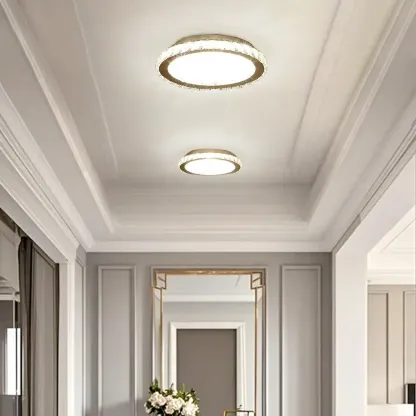 Small LED Flush Mount Ceiling Light with Crystal Shade  Image - 2