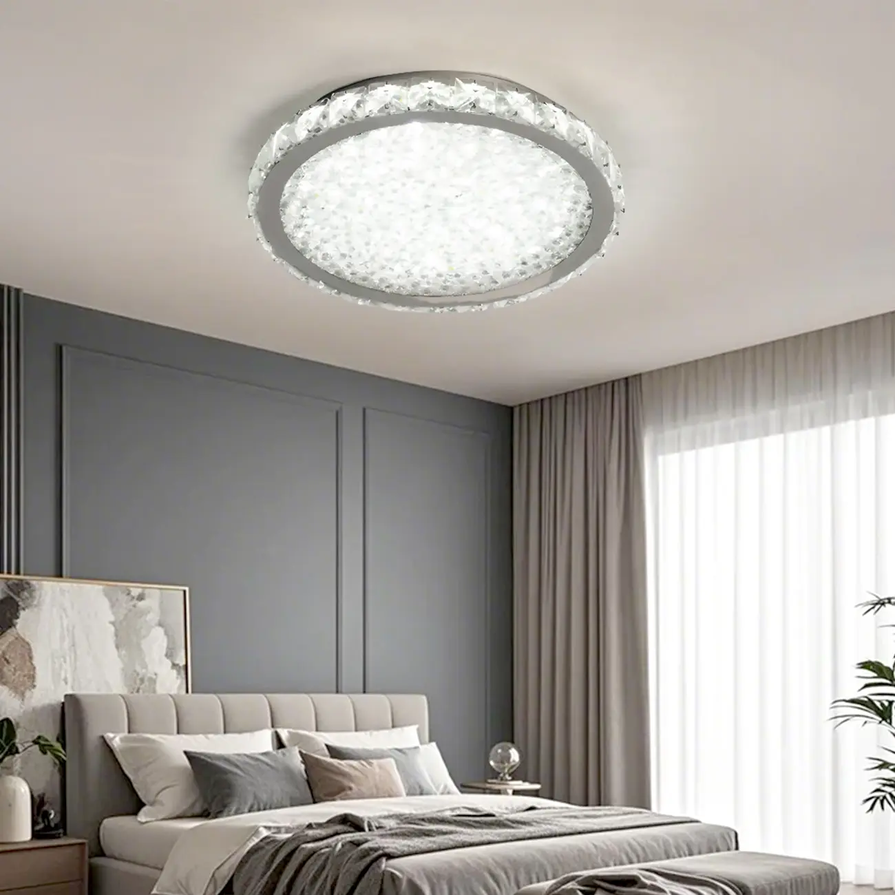 Small LED Flush Mount Ceiling Light with Crystal Shade  Image - 4 | homeyfad