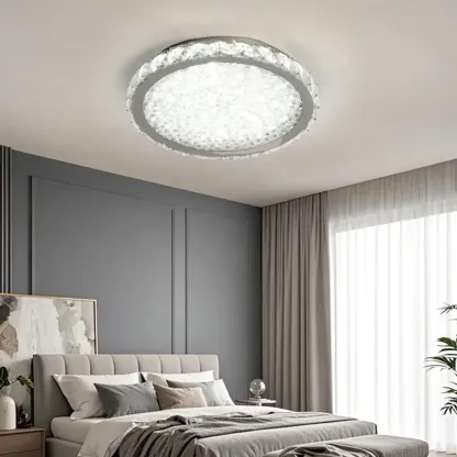 Small LED Flush Mount Ceiling Light with Crystal Shade  Image - 4
