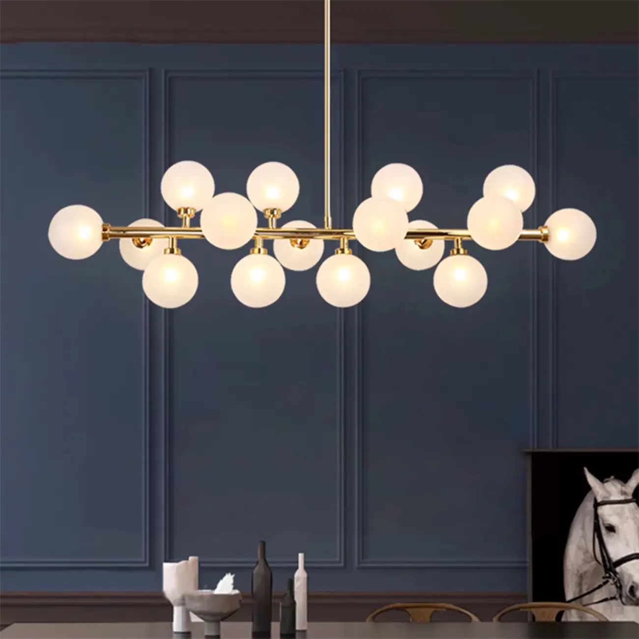 Modern Globe Gold Island Chandelier for Dining Area Image - 5 | homeyfad