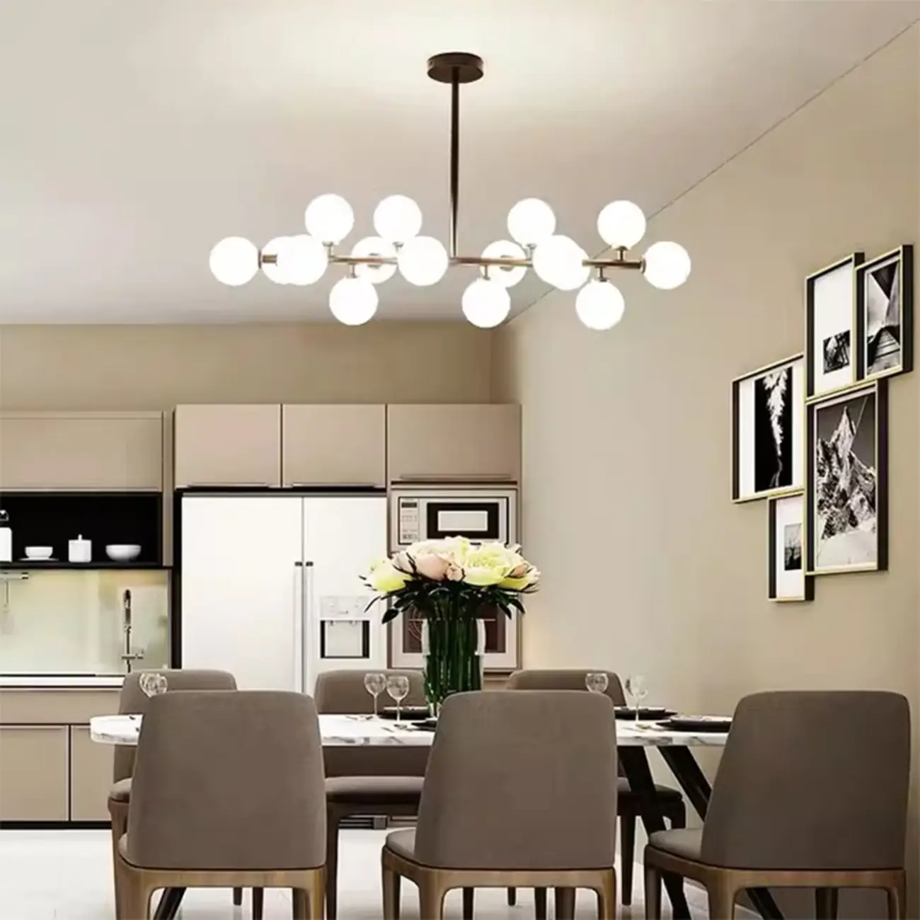 Modern Globe Gold Island Chandelier for Dining Area Image - 3 | homeyfad