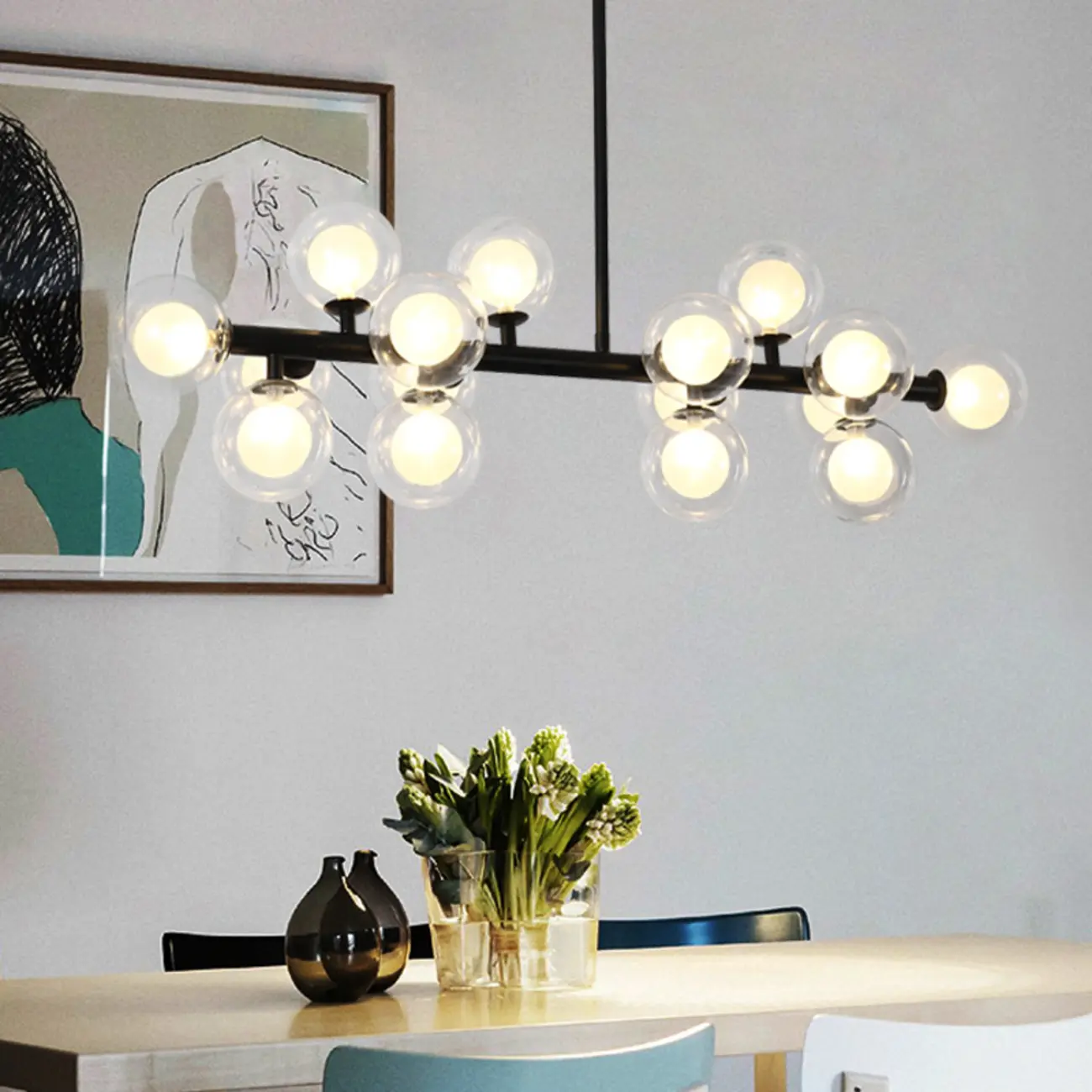 Modern Globe Gold Island Chandelier for Dining Area Image - 7 | homeyfad