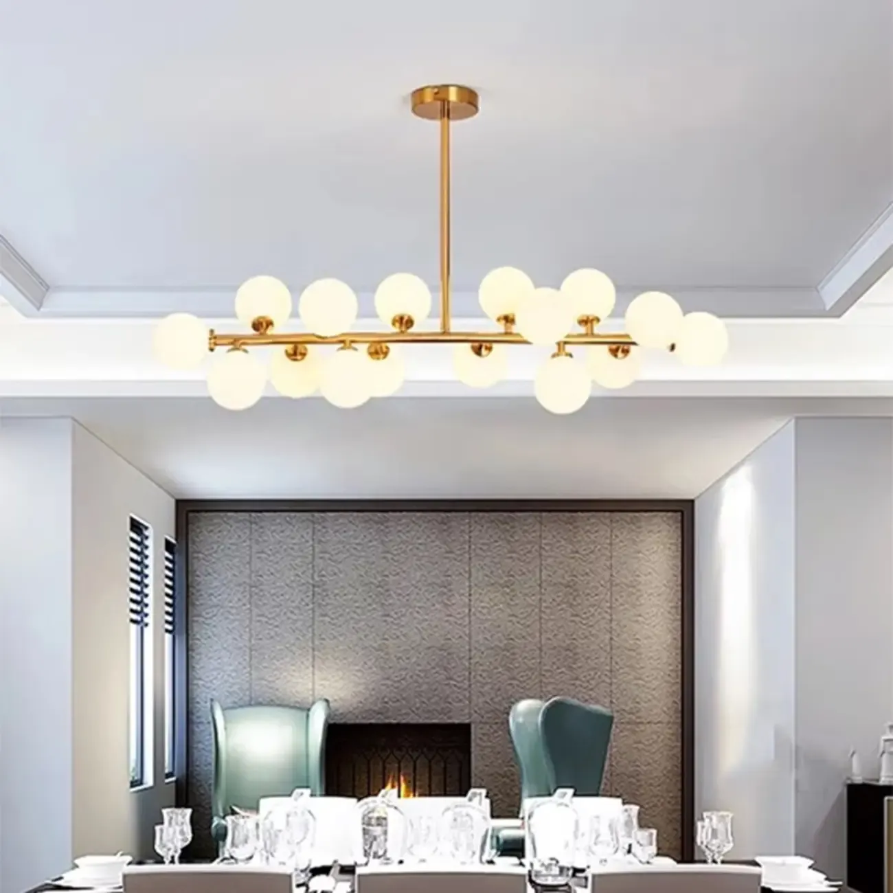 Modern Globe Gold Island Chandelier for Dining Area Image - 1
