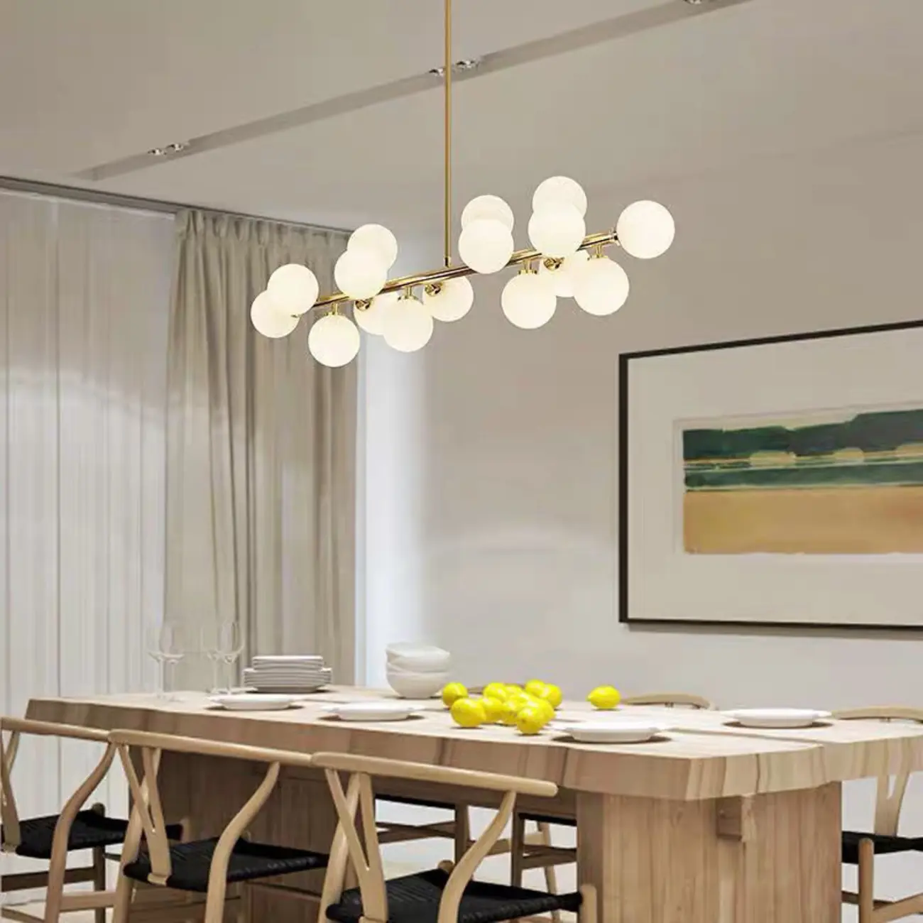 Modern Globe Gold Island Chandelier for Dining Area Image - 16 | homeyfad