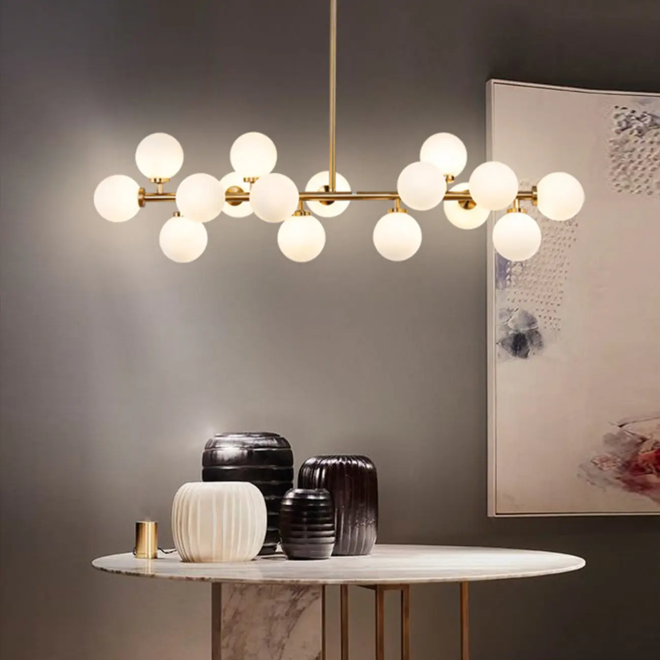 Modern Globe Gold Island Chandelier for Dining Area Image - 17 | homeyfad