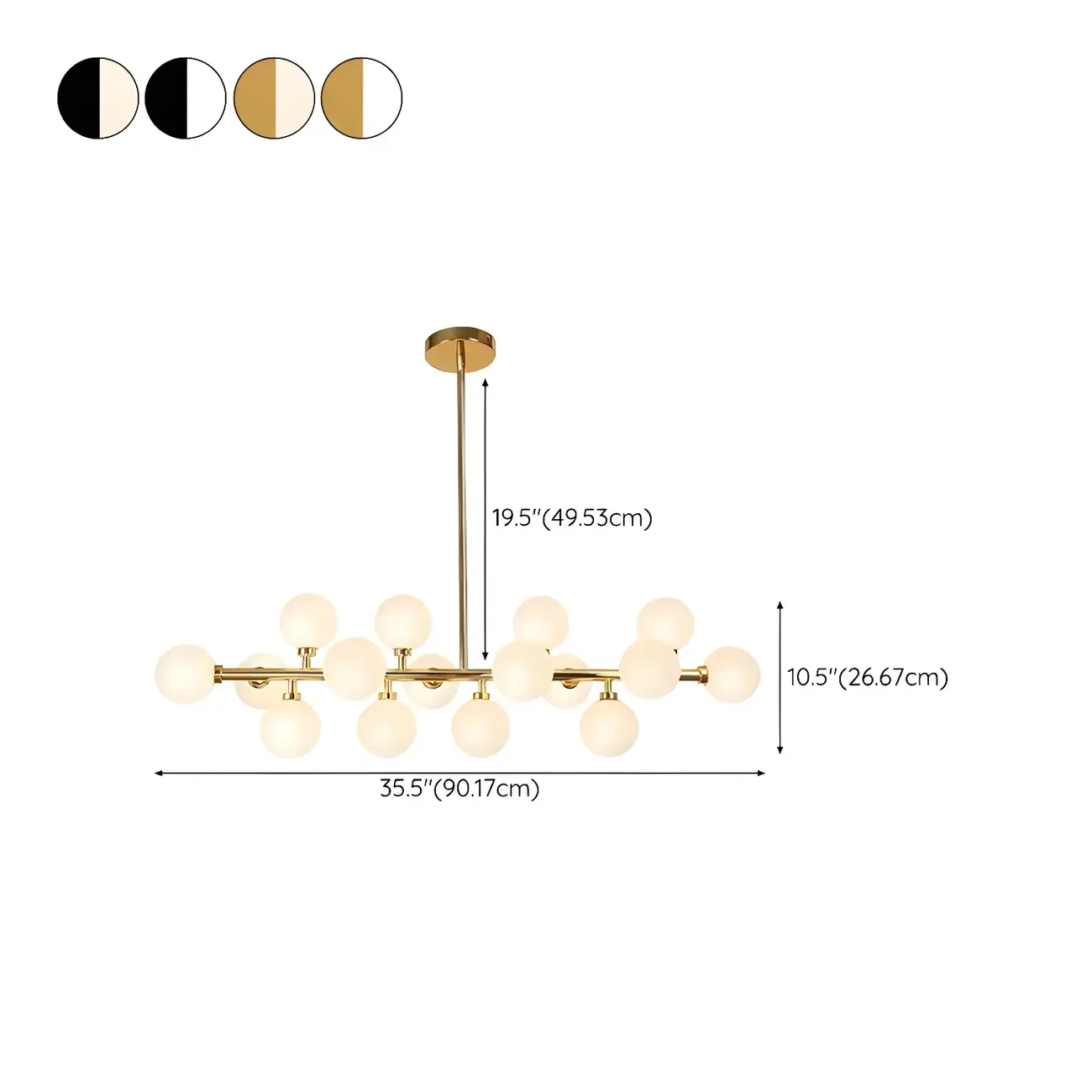 Modern Globe Gold Island Chandelier for Dining Area #size