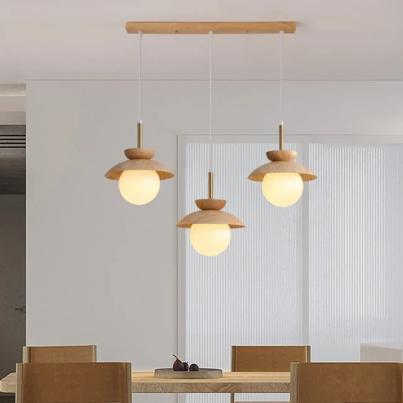 3-Light Modern Wood Pendant Lights for Kitchen Image - 2