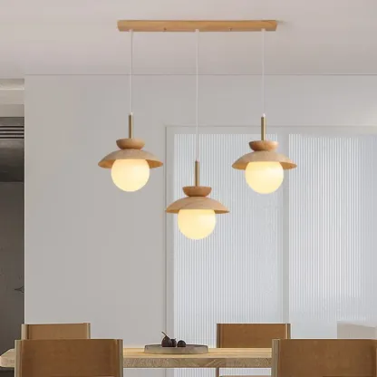 3-Light Modern Wood Pendant Lights for Kitchen Image - 2
