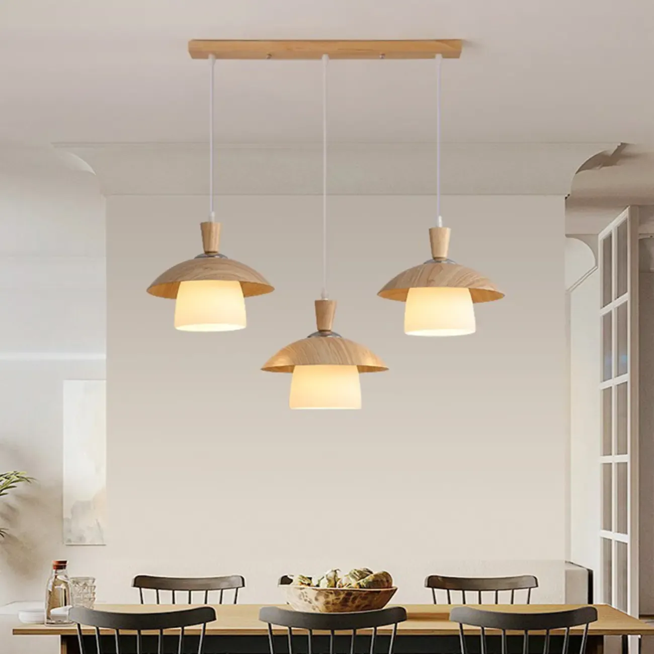 3-Light Modern Wood Pendant Lights for Kitchen Image - 1