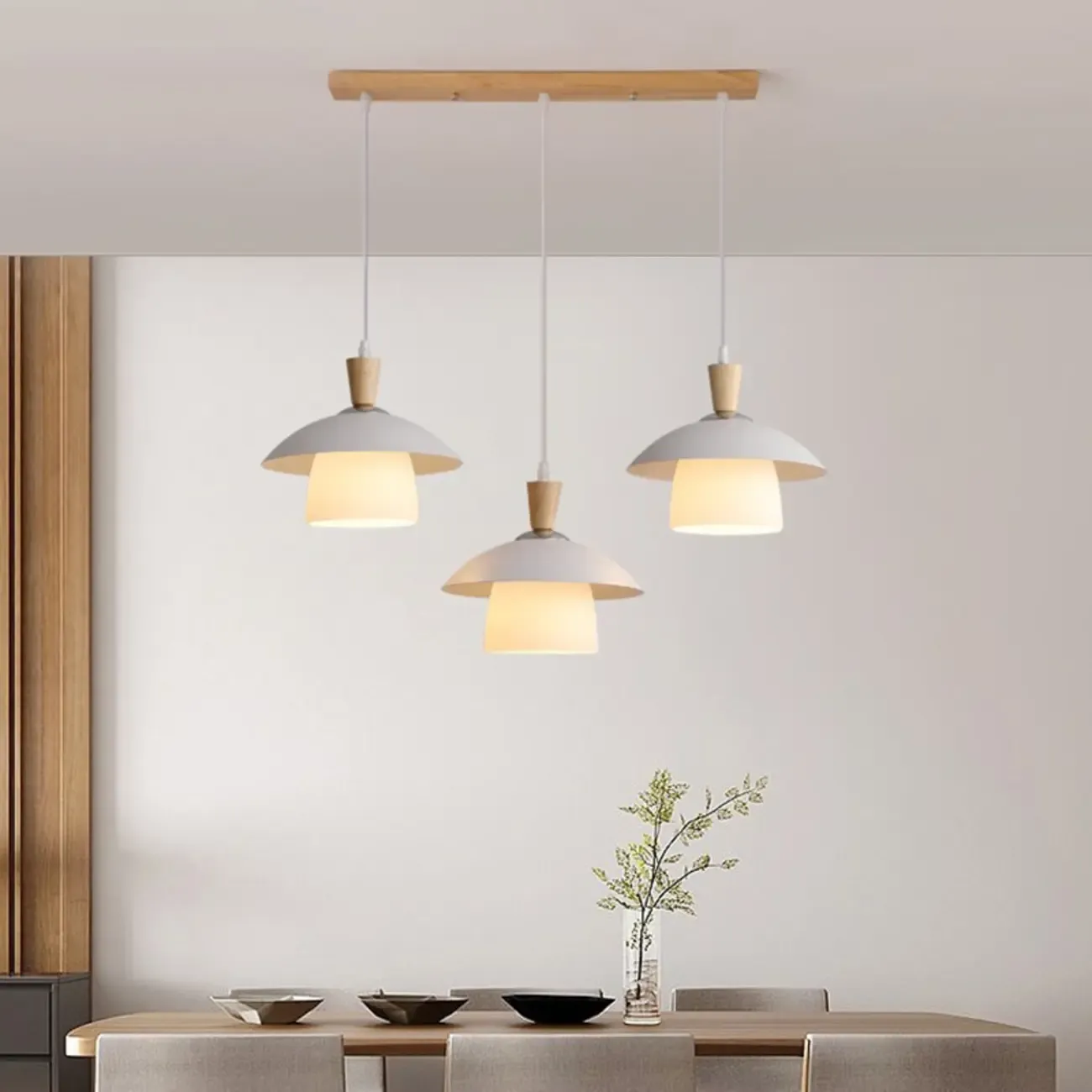 3-Light Modern Wood Pendant Lights for Kitchen Image - 4