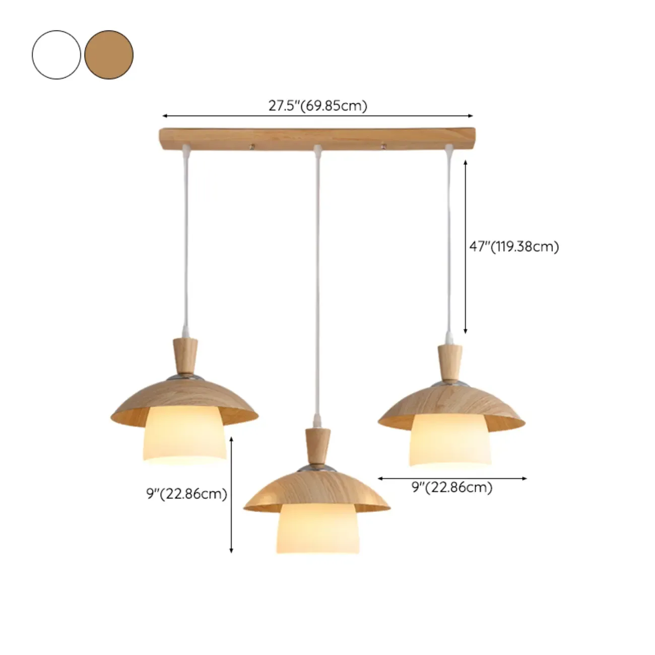 3-Light Modern Wood Pendant Lights for Kitchen #size