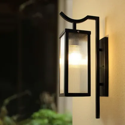 Modern Steel 19.5" Outdoor Wall Sconce with Glass Shade