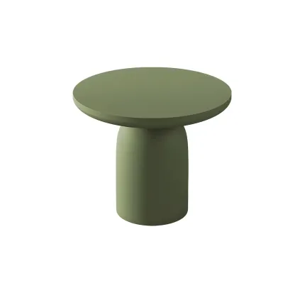 White Round Modern Drum Wood Coffee Table Image - 6