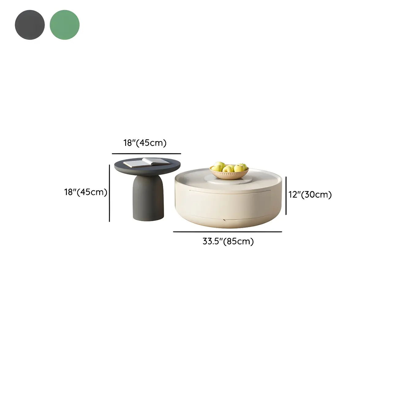 White Round Modern Drum Wood Coffee Table #size | homeyfad