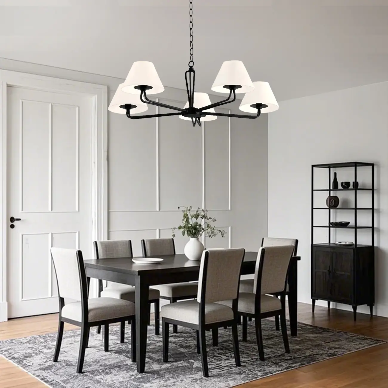 Vintage White Fabric Dinning Room Chandelier with Metal Frame Image - 4 | homeyfad