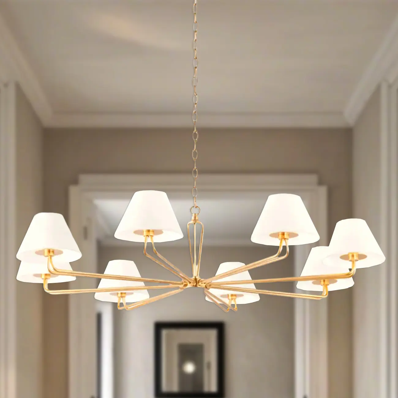 Vintage White Fabric Dinning Room Chandelier with Metal Frame Image - 5 | homeyfad