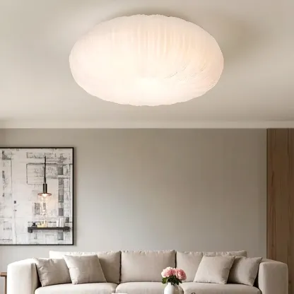 Modern Circle-shaped Flush Ceiling Light With Resin Shade Image - 1
