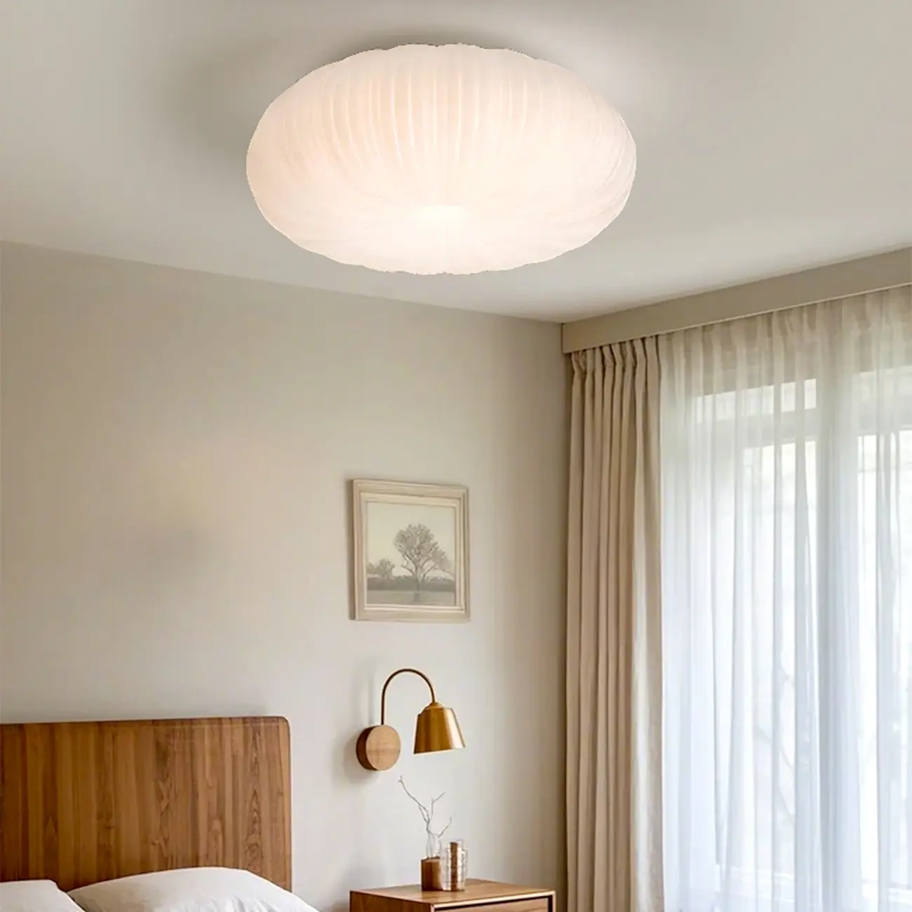 Modern Circle-shaped Flush Ceiling Light With Resin Shade Image - 2 | homeyfad