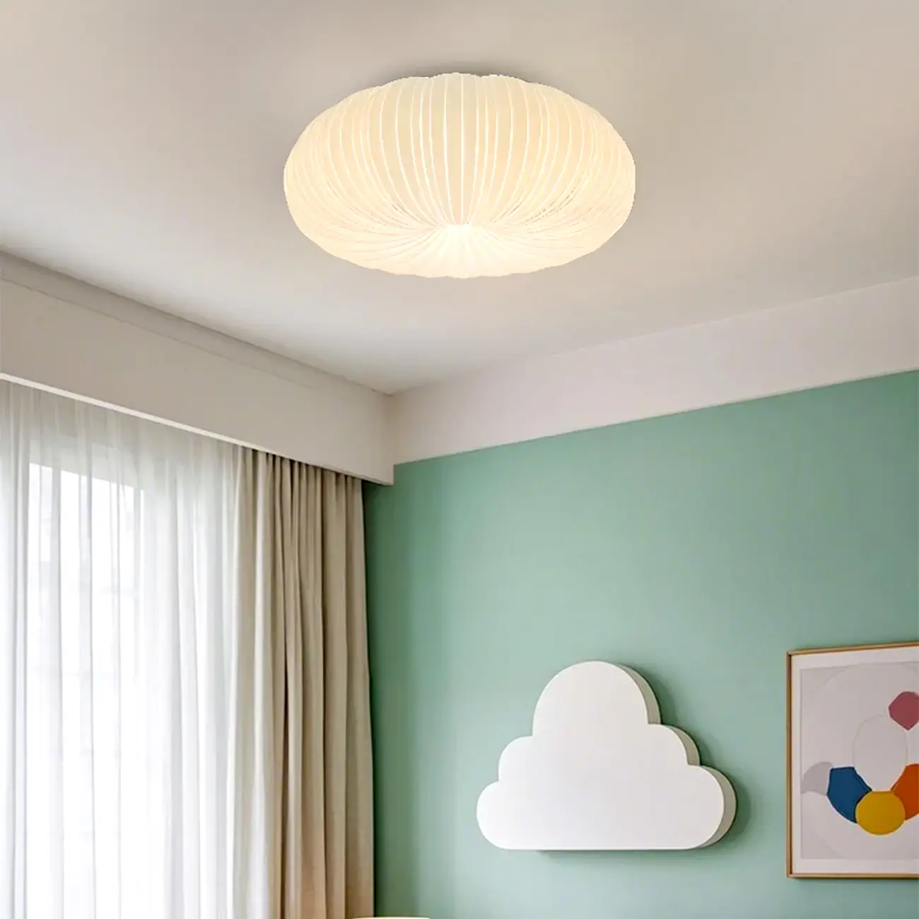Modern Circle-shaped Flush Ceiling Light With Resin Shade Image - 3 | homeyfad