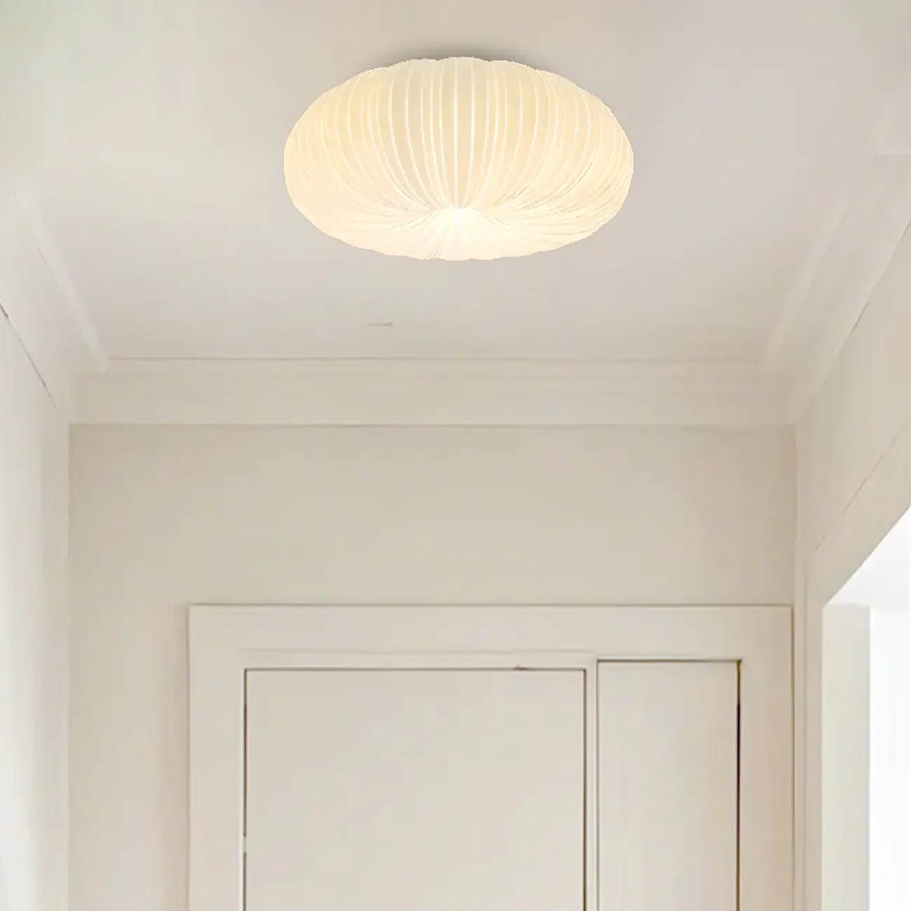 Modern Circle-shaped Flush Ceiling Light With Resin Shade Image - 4