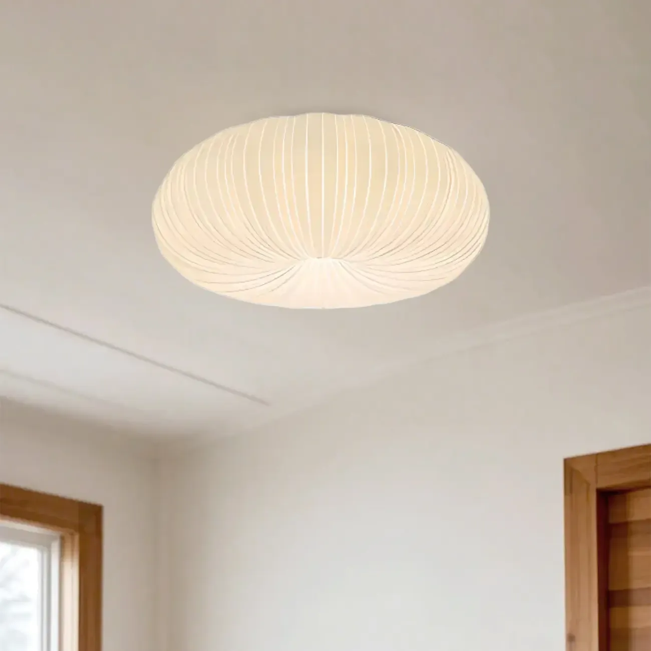 Modern Circle-shaped Flush Ceiling Light With Resin Shade Image - 5
