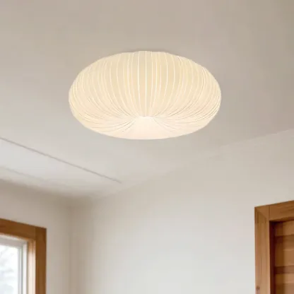 Modern Circle-shaped Flush Ceiling Light With Resin Shade Image - 5