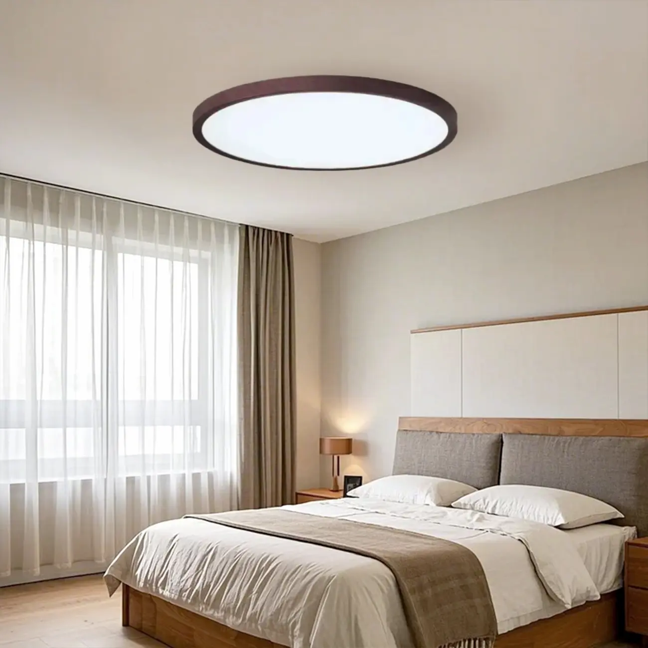 Modern Circular Flush Mount LED Ceiling Light for Bedroom Image - 1 | homeyfad