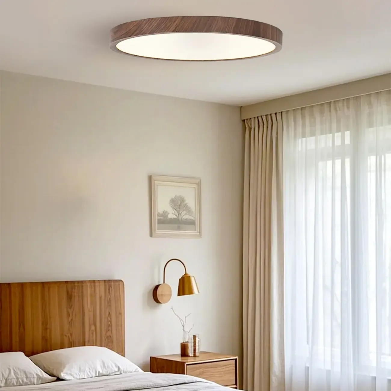 Modern Circular Flush Mount LED Ceiling Light for Bedroom Image - 2