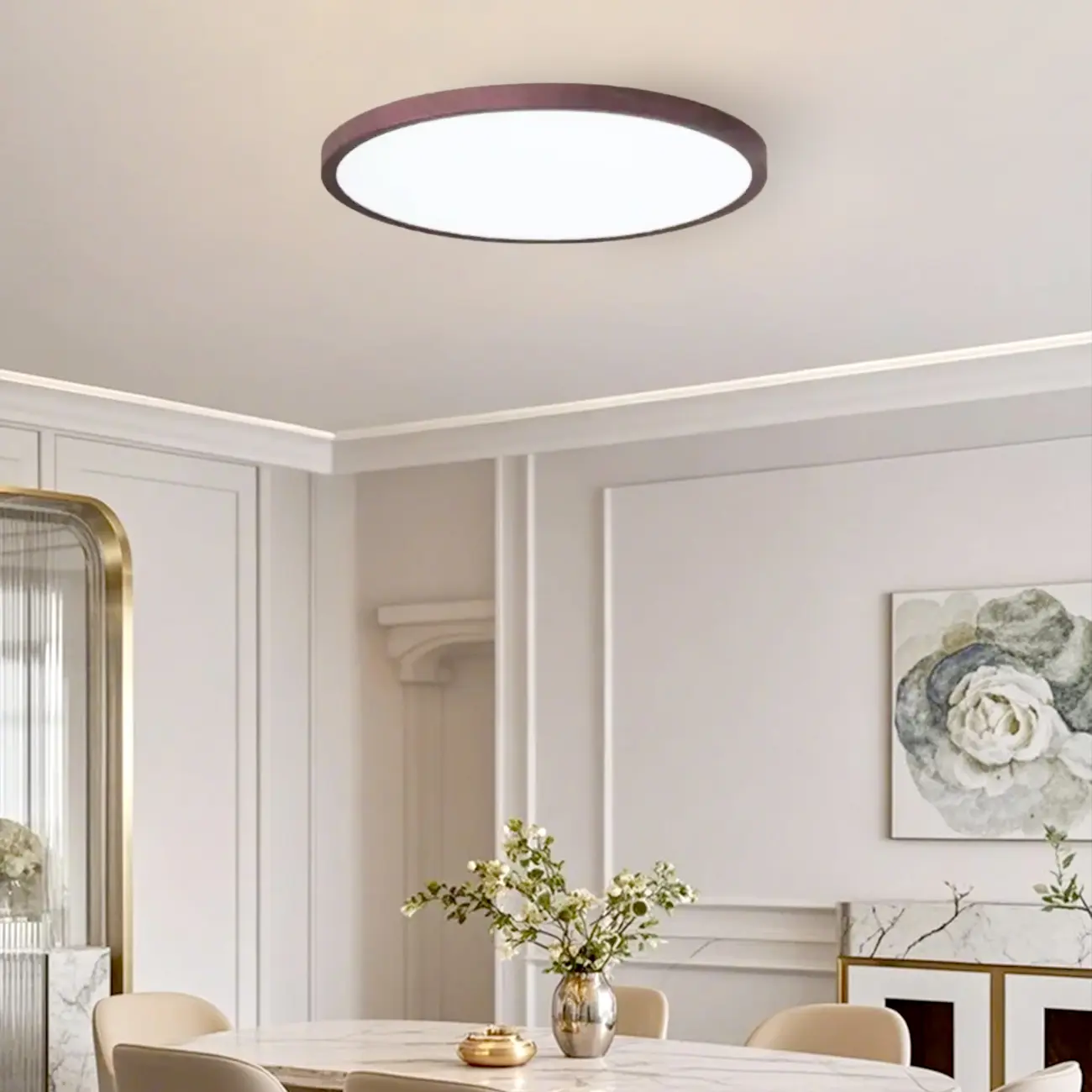Modern Circular Flush Mount LED Ceiling Light for Bedroom Image - 4 | homeyfad