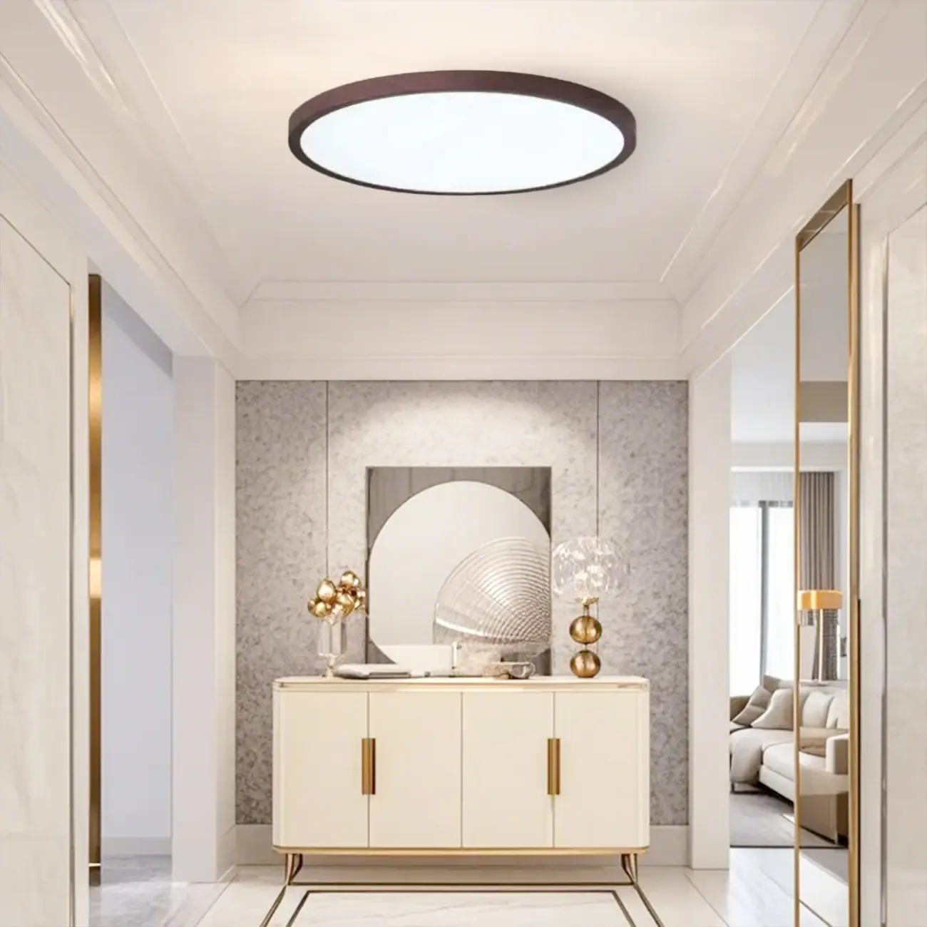 Modern Circular Flush Mount LED Ceiling Light for Bedroom Image - 5